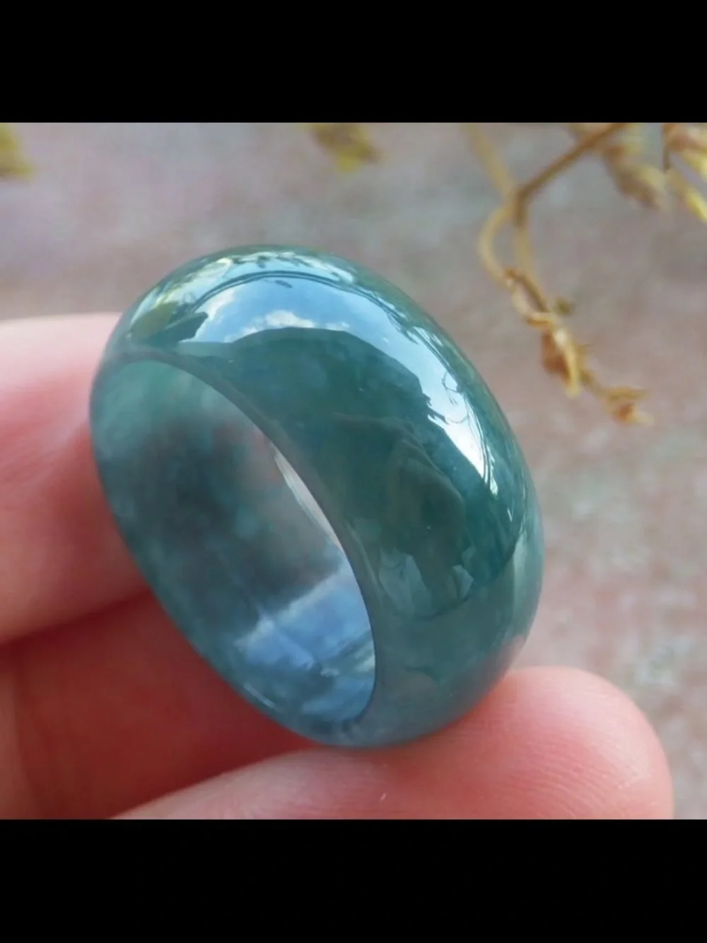 Certificate Jadeite Jewelry Jade luck Green Thick Ring Size7.75